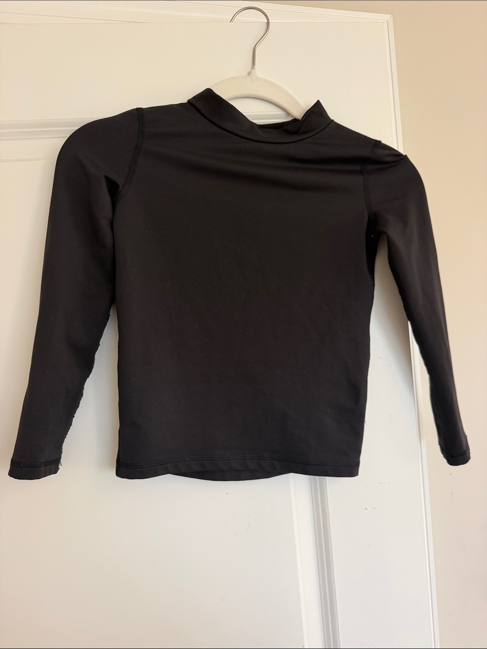 Kids Black Thermal Long-Sleeve Mock Neck Top